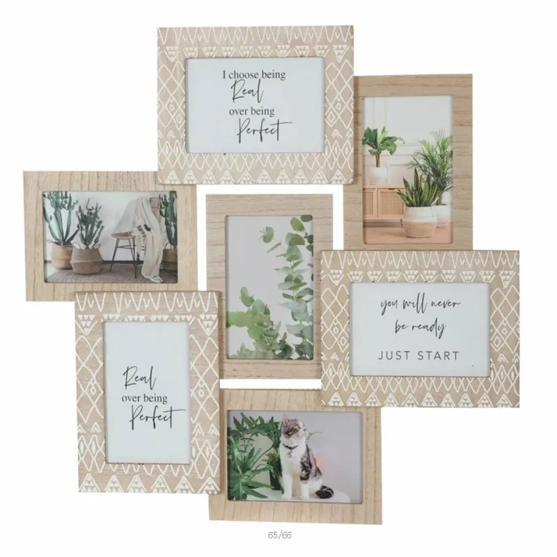 Nuotraukų rėmelis DKD Home Decor Stiklas Natūralus Medžio MDF Skandinavijos (50,5 x 1,8 x 48 cm)