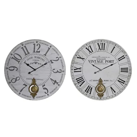 Sieninis laikrodis DKD Home Decor Juoda Metalinis Balta Vintage Medžio MDF (58 x 8 x 58 cm) (2 vnt.)