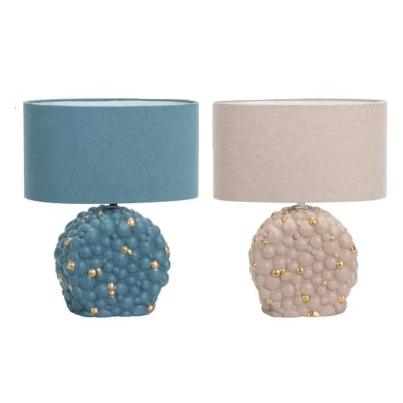 Desk lamp DKD Home Decor Blue Golden Brown Cloth Polyester Stoneware 220 V 50 W (24 x 15 x 34 cm) (2 Units)