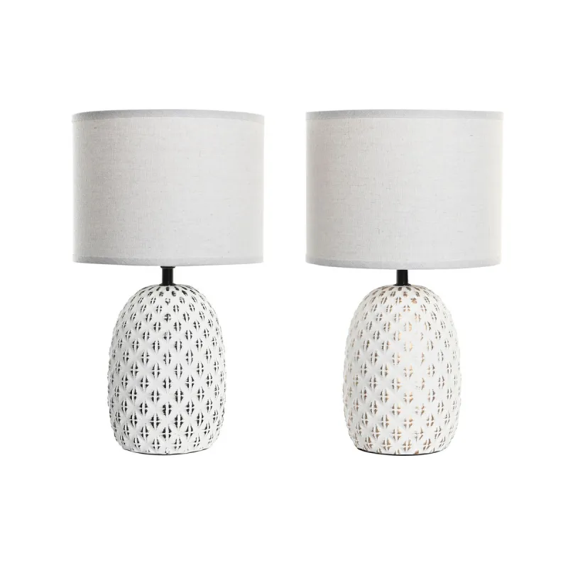 Настольная лампа DKD Home Decor Медь Белый Керамика 220 V 40 W (24 x 24 x 40 cm) (2 штук)