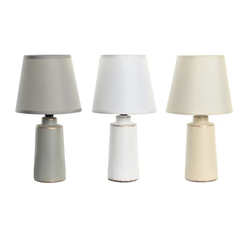 Pöytälamppu DKD Home Decor Harmaa Beige Valkoinen Kivitavara 220 V 40 W (16 x 16 x 30 cm) (3 osaa)