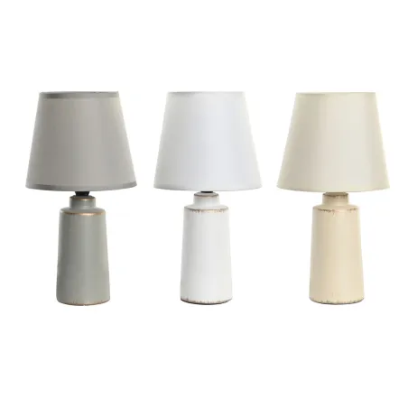 Desk lamp DKD Home Decor Grey Beige White Stoneware 220 V 40 W (16 x 16 x 30 cm) (3 Units)