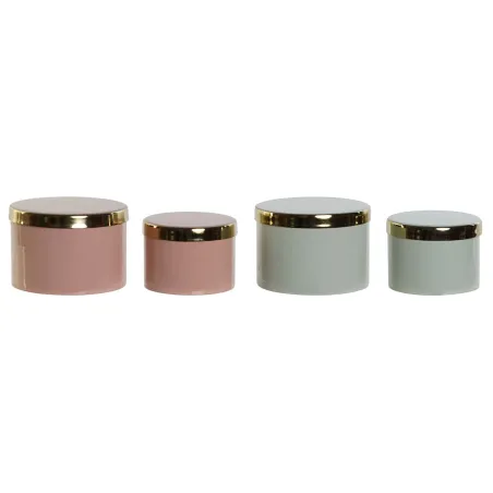 Lādīte DKD Home Decor Zaļš Korāļi Dzelzs 13 x 13 x 9 cm (2 Daudzums) (2 gb.)