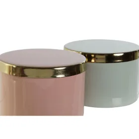 Lādīte DKD Home Decor Zaļš Korāļi Dzelzs 13 x 13 x 9 cm (2 Daudzums) (2 gb.)