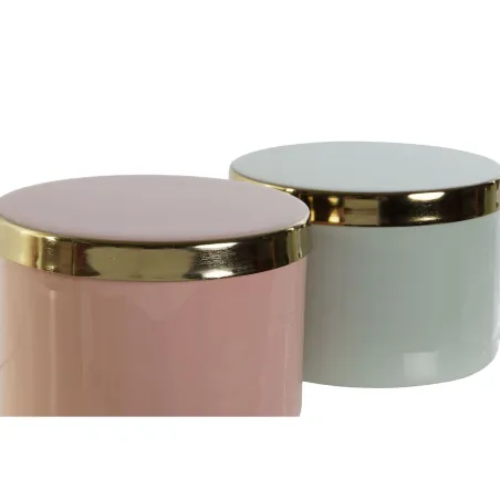 Lādīte DKD Home Decor Zaļš Korāļi Dzelzs 13 x 13 x 9 cm (2 Daudzums) (2 gb.)