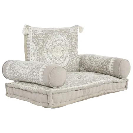 atzveltnes krēsls DKD Home Decor Balts Bēšs 90 x 56 x 15 cm
