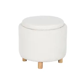 Taburete Home ESPRIT Balts Poliesters Kaučuka koks Koks MDF 48 x 48 x 43 cm