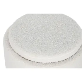 Taburete Home ESPRIT Balts Poliesters Kaučuka koks Koks MDF 48 x 48 x 43 cm