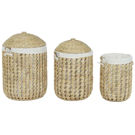 Veļas grozs Home ESPRIT Balts Dabisks 3 Daudzums 46 x 46 x 69 cm