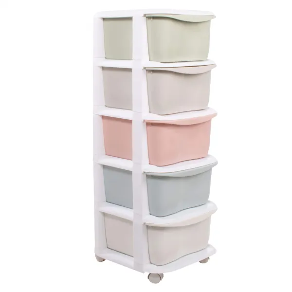 Rolling shelf with drawers Springos HA2006 5 pastel shelves