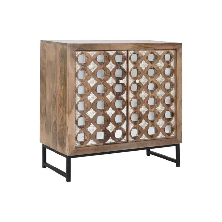 Puhvetkapp Home ESPRIT Pruun Must Hõbedane Naturaalne Mangopuit Peegel 80 x 38 x 80 cm
