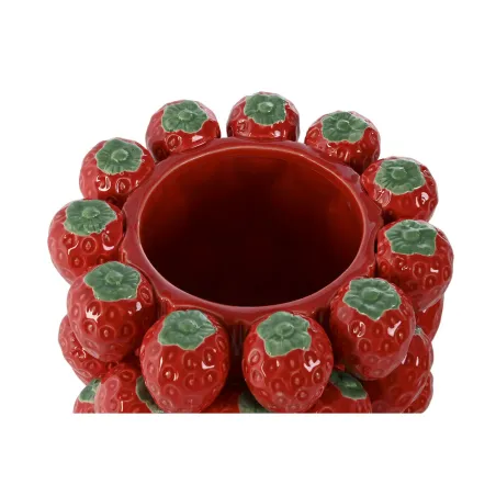 Vaas Home ESPRIT Punane Keraamiline Keraamika Maasikad Troopiline 23 x 23 x 34 cm
