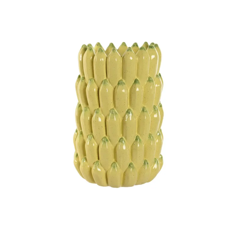 Maljakko Home ESPRIT Keltainen Keraminen Kivitavara Trooppinen 25 x 25 x 38 cm