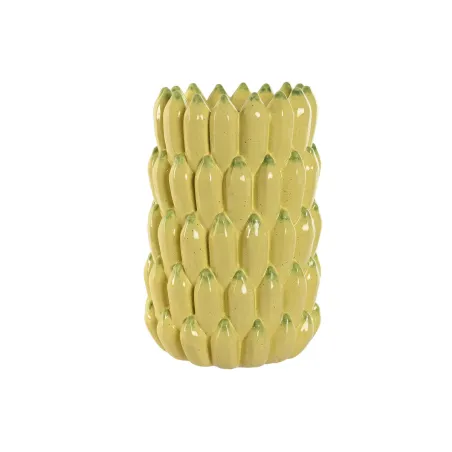 Vaza Home ESPRIT Geltona Keramikinis Keramikos dirbinys Tropinis 25 x 25 x 38 cm