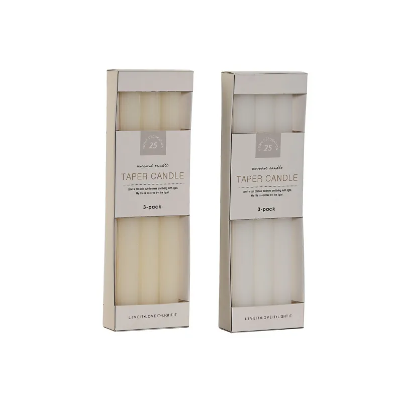 Candle Set Home ESPRIT White Beige 98 g 2 x 2 x 25 cm (2 Units) (3)