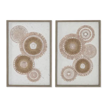 Drobė Home ESPRIT Balta Natūralus Boho 40 x 3 x 60 cm (2 vnt.)