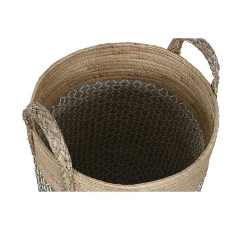 Korisetti Home ESPRIT Valkoinen Luonnollinen Vaaleanruskea PVC Köysi Meriruoho Vihvilät (3 Kappaletta)