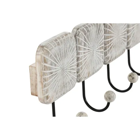 Настенная вешалка Home ESPRIT Белый Чёрный Железо Древесина манго город 41 x 7 x 17 cm