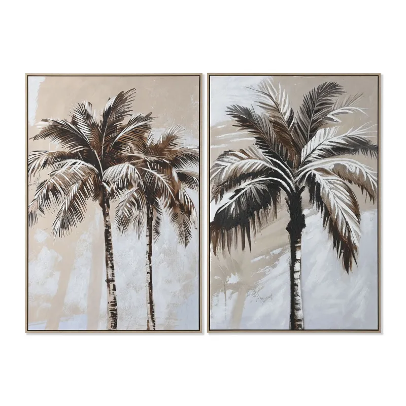 Canvas Home ESPRIT Brūns Bēšs Bronza Plaukstas Tropiskais (2 gb.)