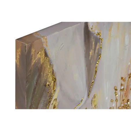 Полотно Home ESPRIT Бежевый Позолоченный современный Цветок 80 x 3 x 80 cm (2 штук)