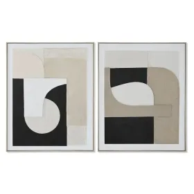 Drobė Home ESPRIT Ruda Juoda Abstraktus Miesto 82 x 3,8 x 102 cm 82 x 3,8 x 101,5 cm (2 vnt.)