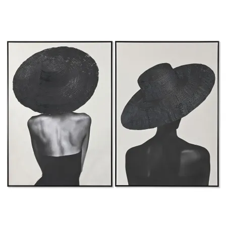 Полотно Home ESPRIT Белый Чёрный Шляпа современный 103 x 4,5 x 143 cm (2 штук)