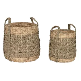 Dekoratīvais Grozs Home ESPRIT Dabisks Tropiskais 35 x 35 x 45 cm (2 Daudzums)