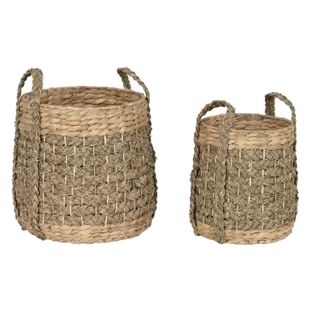 Dekoratīvais Grozs Home ESPRIT Dabisks Tropiskais 35 x 35 x 45 cm (2 Daudzums)
