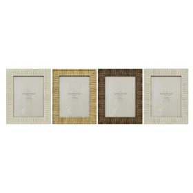 Фото рамка Home ESPRIT Бежевый Натуральный Стеклянный полистирол Скандинавский 20,5 x 2 x 25,5 cm (4 штук)