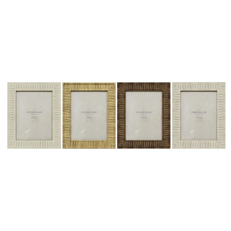 Kuvakehys Home ESPRIT Beige Luonnollinen Kristalli polystyreeni Skandinaavinen 20,5 x 2 x 25,5 cm (4 osaa)