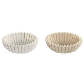 Puošmena Home ESPRIT Balta Rusvai gelsva Derva 20 X 20 X 6,5 cm (2 vnt.)