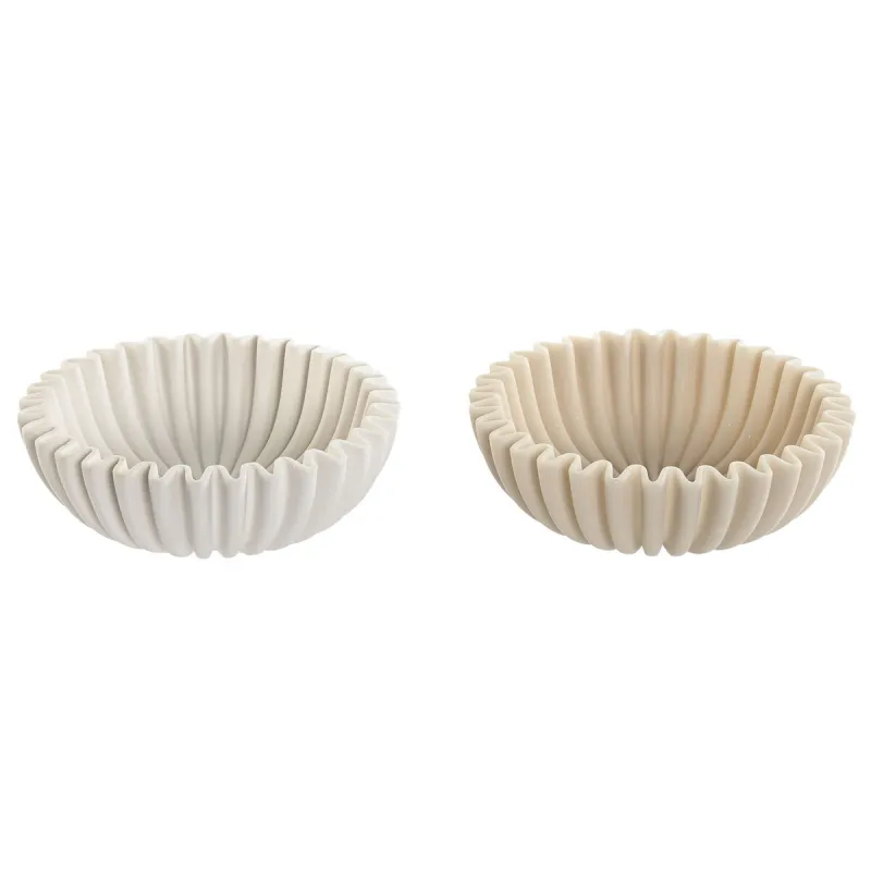 Декор для центра стола Home ESPRIT Белый Бежевый Смола 20 X 20 X 6,5 cm (2 штук)