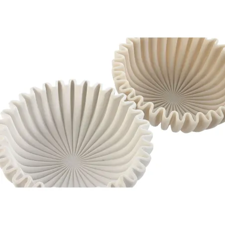 Pöytäkoriste Home ESPRIT Valkoinen Beige Hartsi 20 X 20 X 6,5 cm (2 osaa)