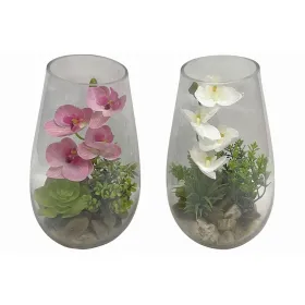 Dekoratīvs Augs Home ESPRIT PVC Stikls 15 x 15 x 25 cm (2 gb.)