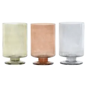 Vaza Home ESPRIT Mėlyna Žalia Gintaras Stiklas Šiuolaikiškas 12,5 x 12,5 x 20 cm (3 vnt.)