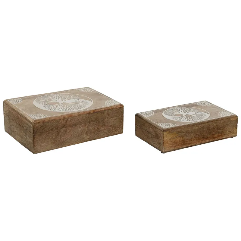 Lādīte Home ESPRIT Balts Dabisks Mango koks 25,5 x 18 x 8 cm (2 gb.)