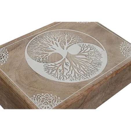 Dėžutė Home ESPRIT Balta Natūralus Mango mediena 25,5 x 18 x 8 cm (2 vnt.)