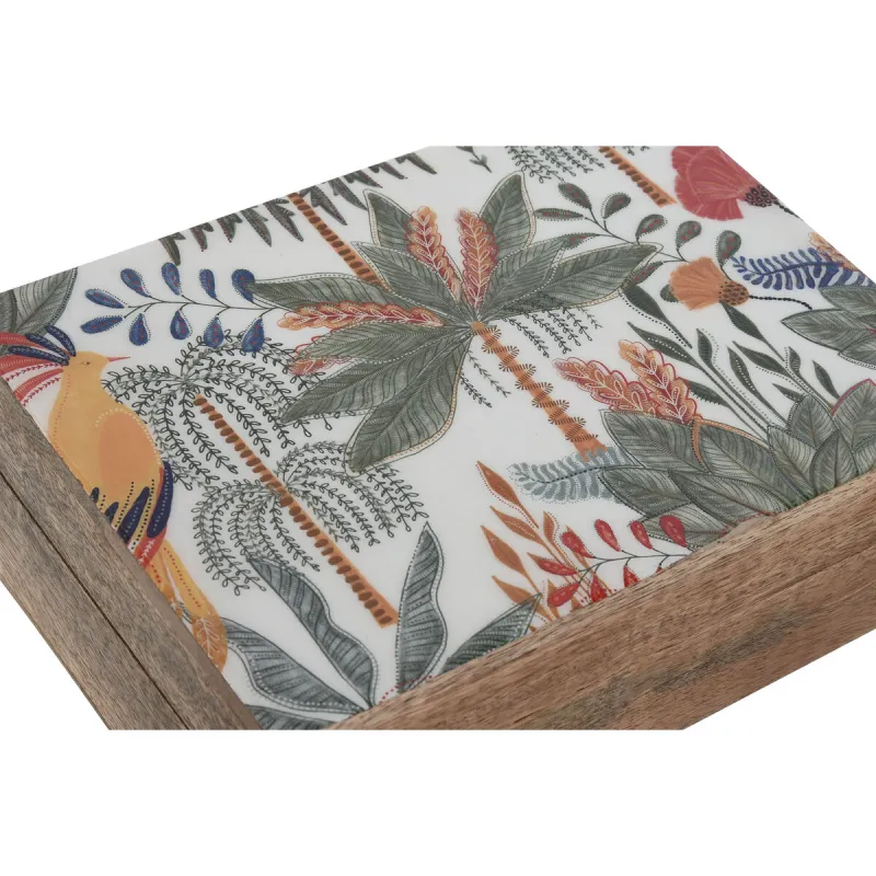 Dėžutė Home ESPRIT Žalia Oranžinė Mango mediena 25,5 x 18 x 8,5 cm (2 Dalys)