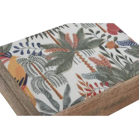 Dėžutė Home ESPRIT Žalia Oranžinė Mango mediena 25,5 x 18 x 8,5 cm (2 Dalys)