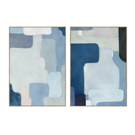 Drobė Home ESPRIT Mėlyna Balta Dangaus mėlynumo Abstraktus Miesto 100 x 4 x 140 cm (2 vnt.)