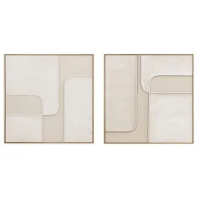 Drobė Home ESPRIT Balta Rusvai gelsva Abstraktus Miesto 92 x 4,5 x 92 cm (2 vnt.)