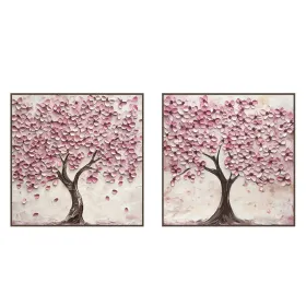 Drobė Home ESPRIT Rusvai gelsva Rožinė Romantiškas 103 x 4,5 x 103 cm (2 vnt.)