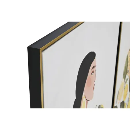 Drobė Home ESPRIT Geltona Žalia Viduržemio chica 82,5 x 3,5 x 122,5 cm (2 vnt.)