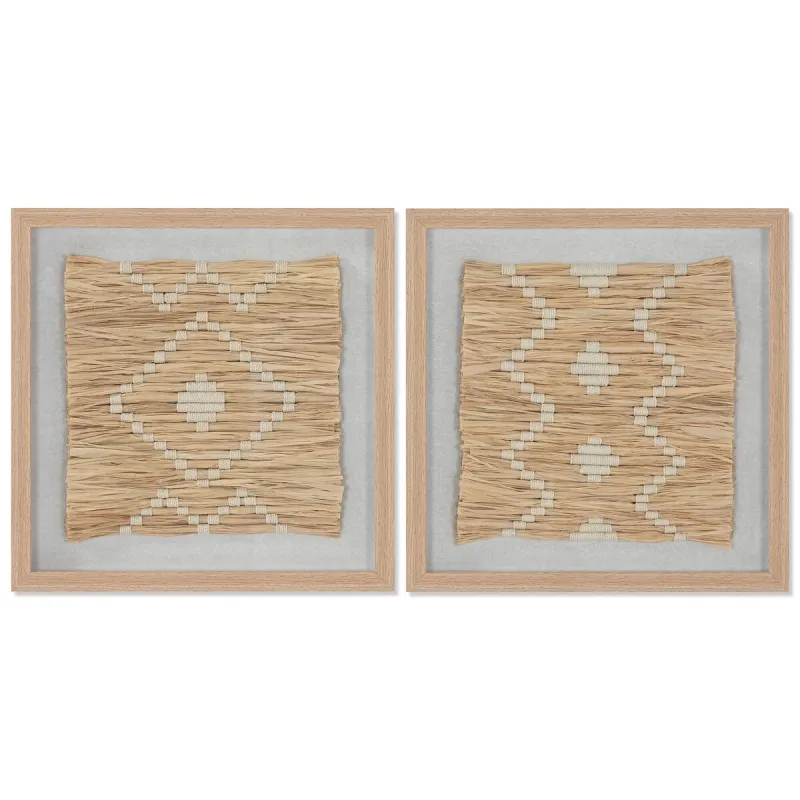 Картина Home ESPRIT Рафия Стеклянный 40 x 3 x 40 cm