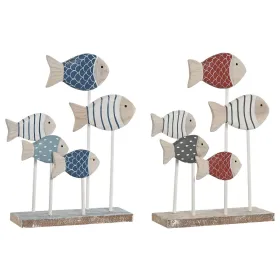 Dekoratīvās figūriņas Home ESPRIT Zils Balts Sarkans Zivs 17 x 6 x 25 cm (2 gb.)