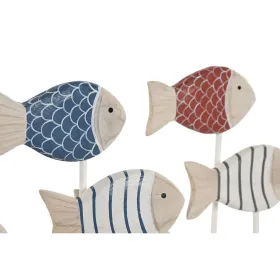 Dekoratīvās figūriņas Home ESPRIT Zils Balts Sarkans Zivs 17 x 6 x 25 cm (2 gb.)