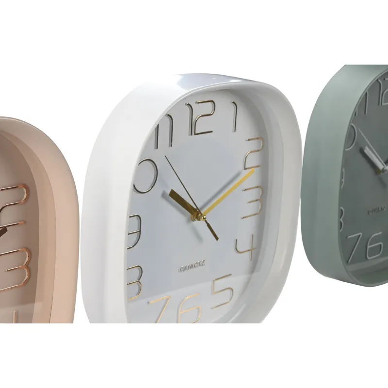 Настенное часы Home ESPRIT Белый Зеленый PVC 28,5 x 5 x 28,5 cm (3 штук)