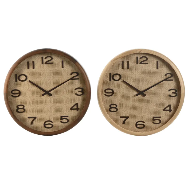 Настенное часы Home ESPRIT Коричневый Натуральный Деревянный ротанг 40 x 5 x 40 cm (2 штук)