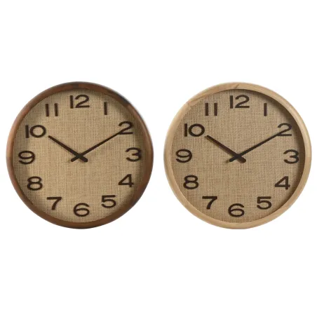 Настенное часы Home ESPRIT Коричневый Натуральный Деревянный ротанг 40 x 5 x 40 cm (2 штук)