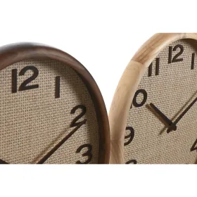 Wall Clock Home ESPRIT Brown Natural Wood Rattan 40 x 5 x 40 cm (2 Units)